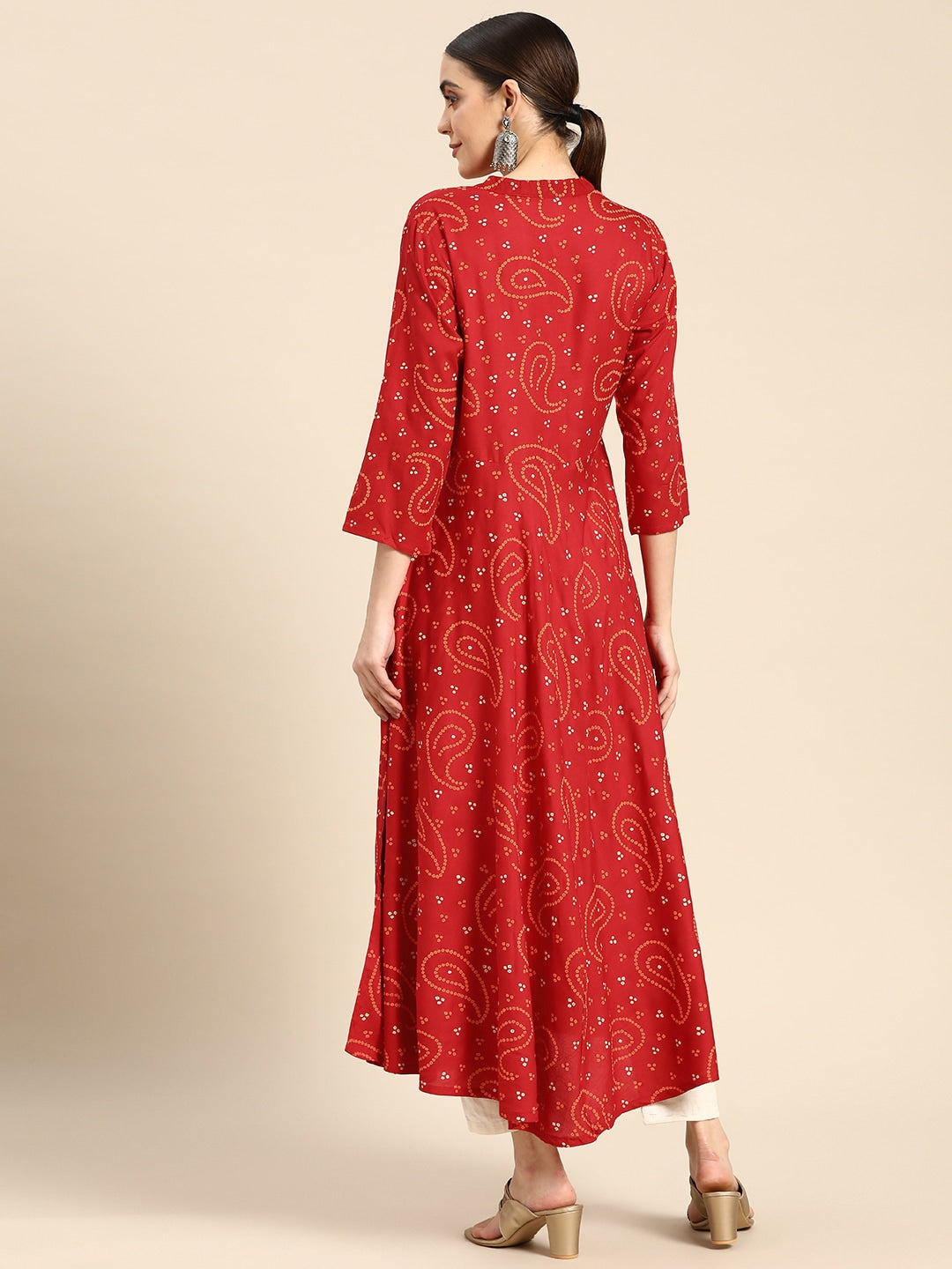 Sangria Women Bandhani Printed Anarkali Kurta | Grocsy