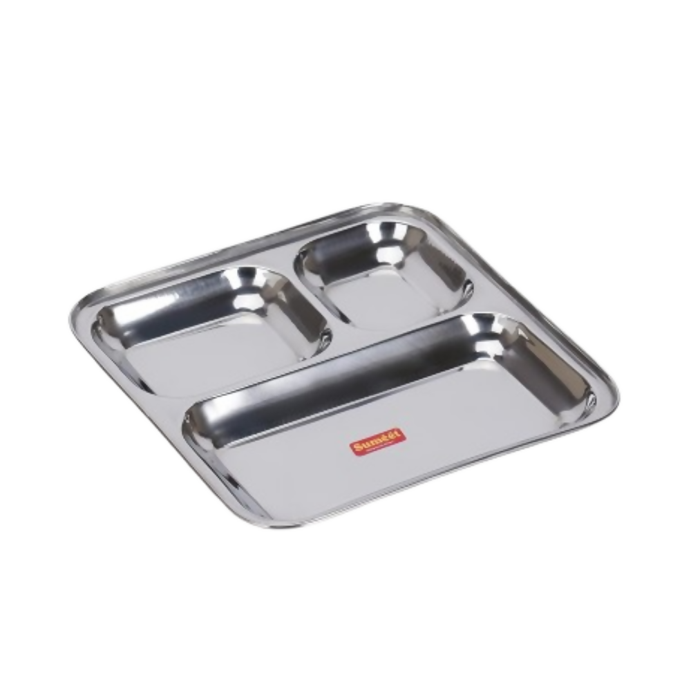 Sumeet Stainless Steel 3 in 1 Idli Wada Compartment plate - Small | Grocsy