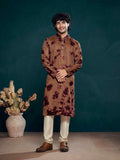Wine Viscose Designer Sequance Embroidery Work Men's Kurta Set - Mahotsav | Grocsy