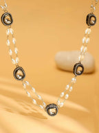 Rhodium Plated Kundan Necklace - Ruby Raang | Grocsy