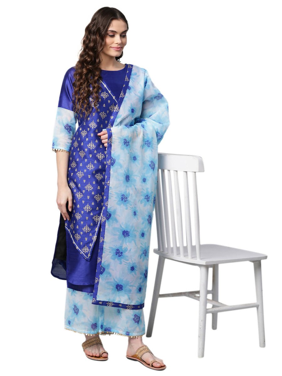 Ahalyaa Women's Traditional wear Kurta Set - Royal Blue | Grocsy