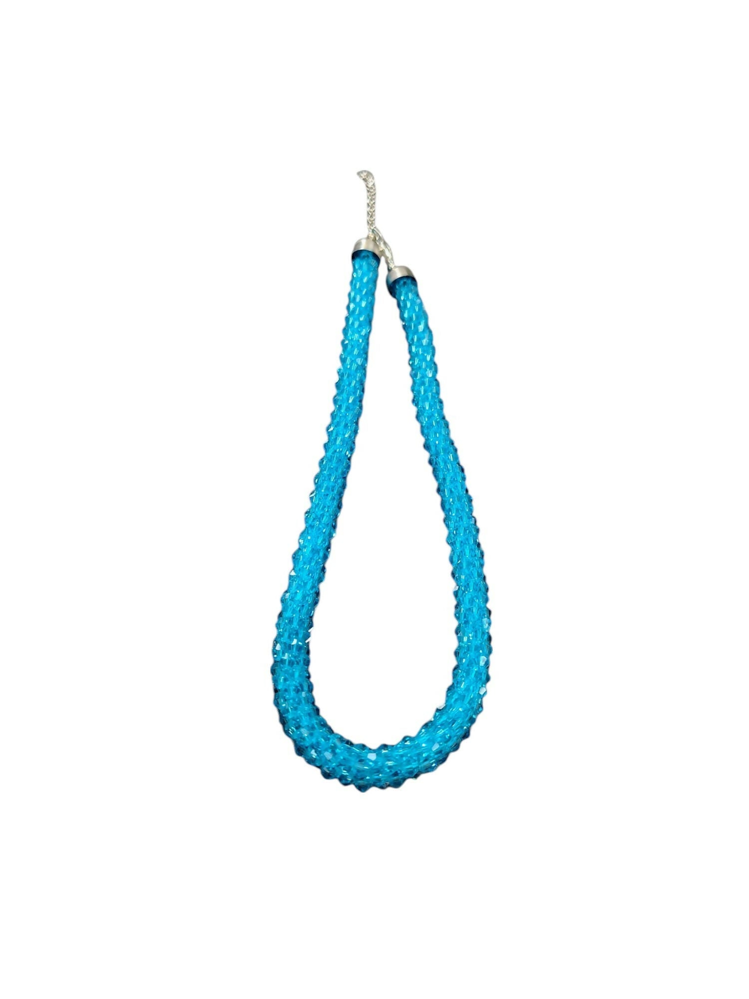 Inhanns Noor-E-Jalwa – Handmade Crystal Bead Necklace -Adjustable - Sky Blue Only Necklace | Grocsy