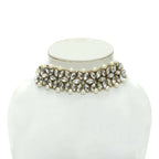 Mominos Fashion Johar Kamal Gold-Polished Rani Haar with White and Off white Pearls Jewellery Set