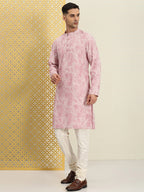 House of Pataudi Men Paisley Embroidered Sequinned Thread Work Jashn Kurta with Churidar | Grocsy