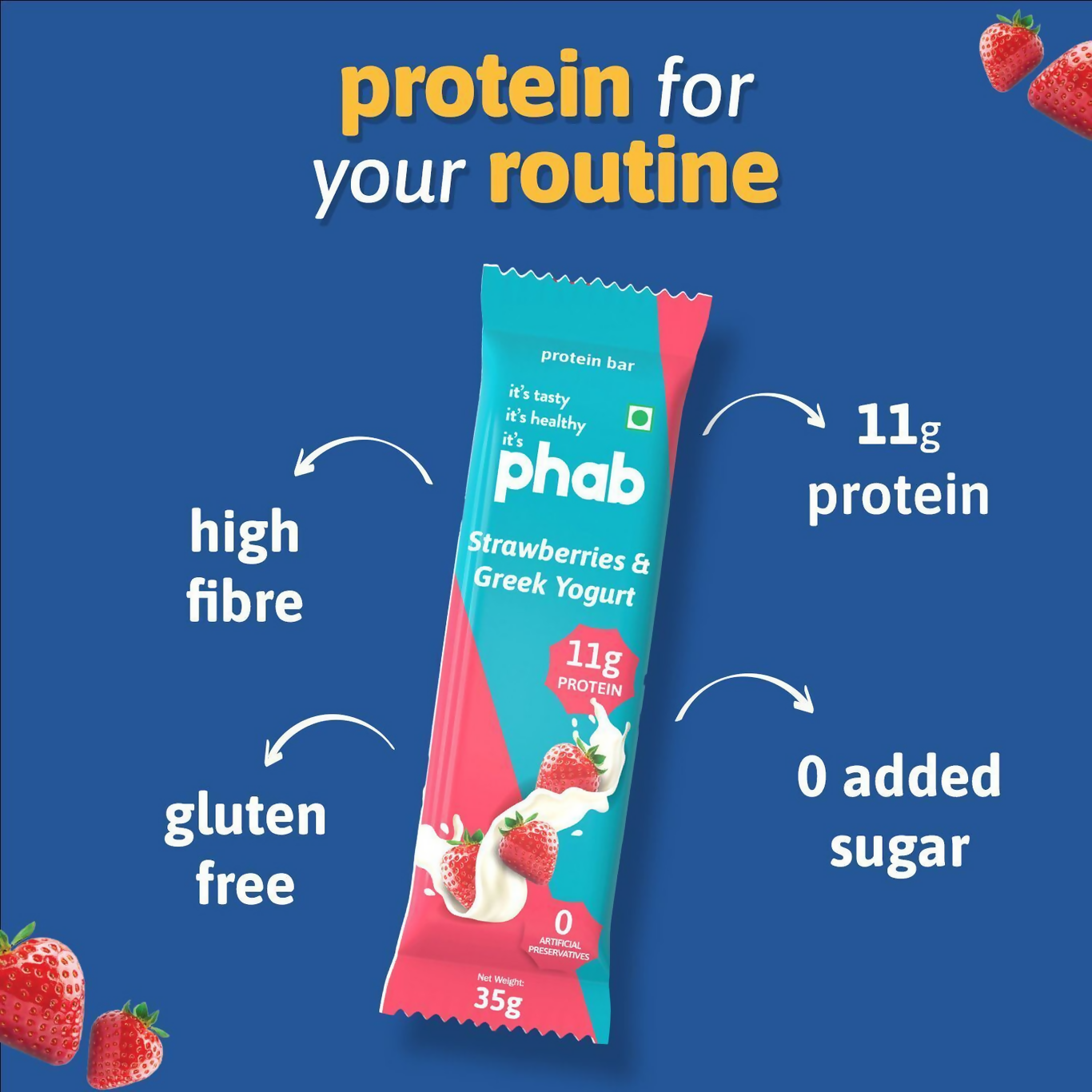 Phab Mini Protein bar protein Strawberries & Greek Yogurt | Grocsy