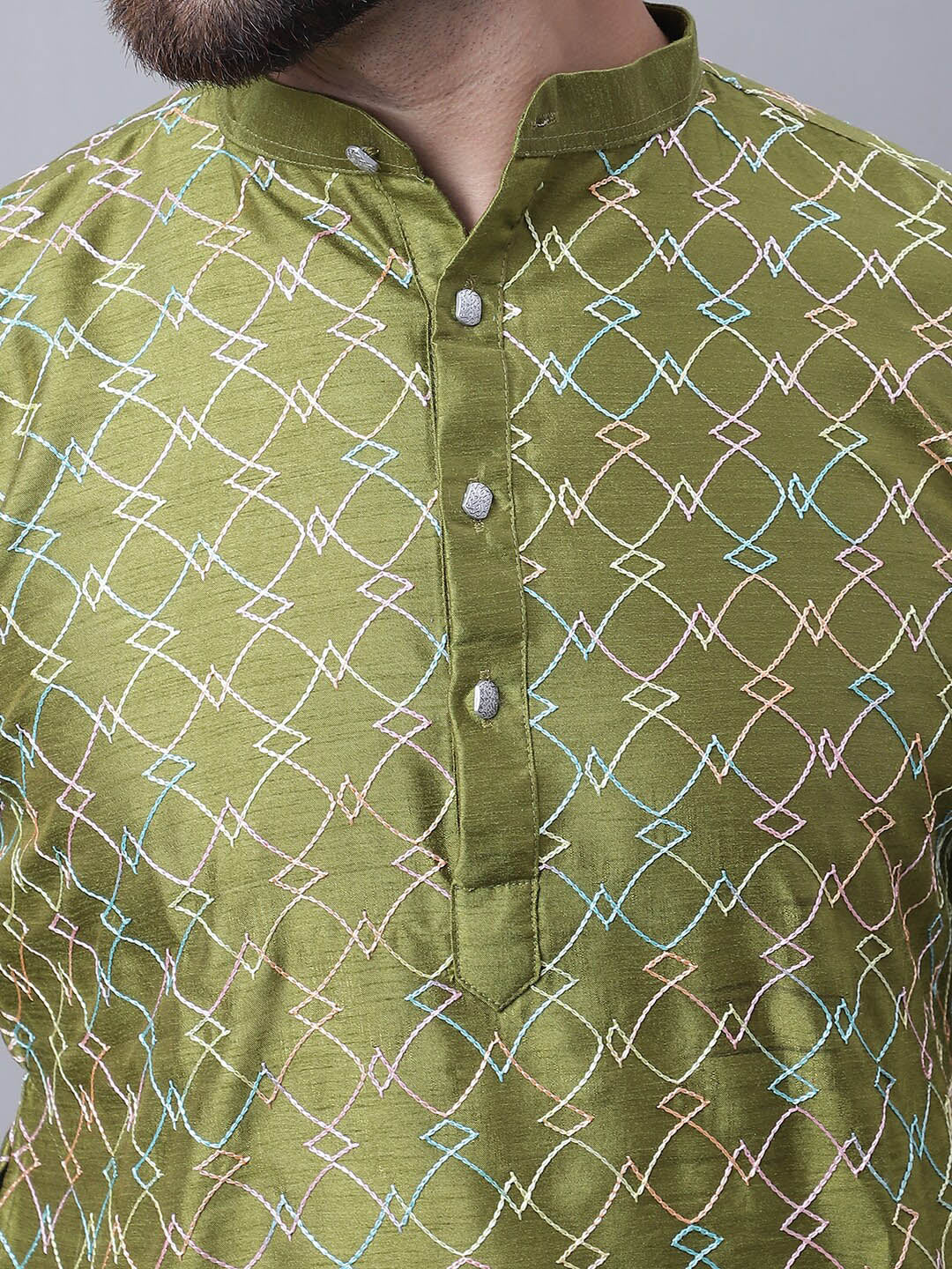Sojanya M Ethnic Motifs Embroidered Thread Work Kurta With Churidar | Grocsy