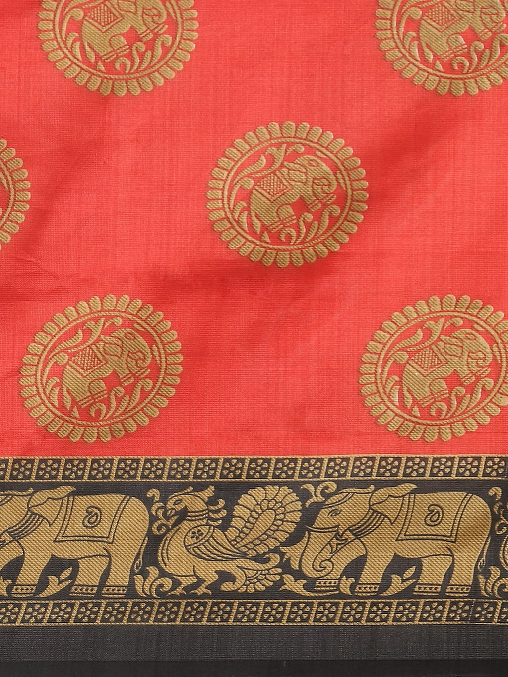 Saree Mall Red & Beige Printed Bhagalpuri Saree | Grocsy