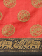 Saree Mall Red & Beige Printed Bhagalpuri Saree | Grocsy