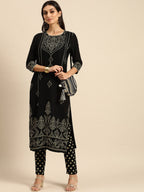 All About You Women Black Bandhani Printed Kurta with Trousers | Grocsy