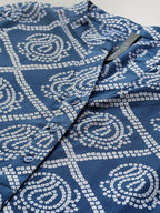 HERE&NOW Women Blue & White Geometric Printed Kurta | Grocsy