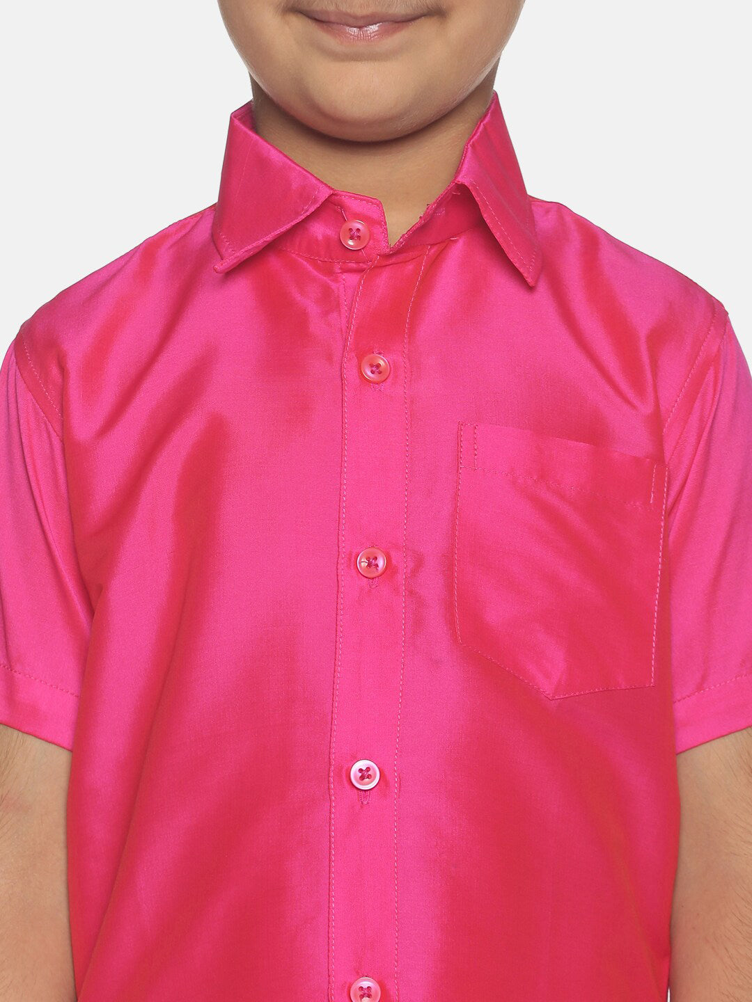 Sethukrishna Pink & White Shirt with Veshti Set For Boys | Grocsy