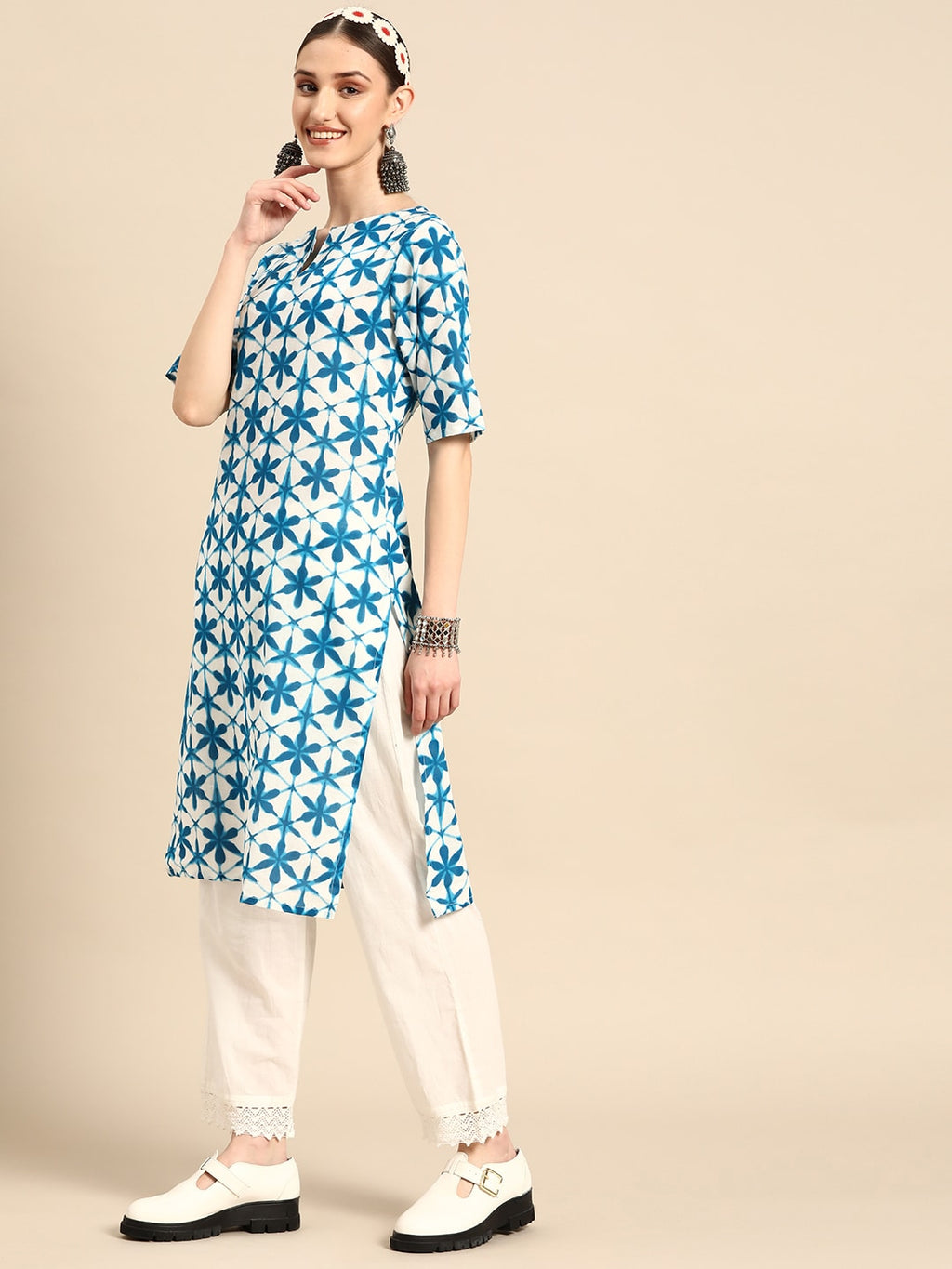Sangria Women Pure Cotton Floral Printed Kurta | Grocsy