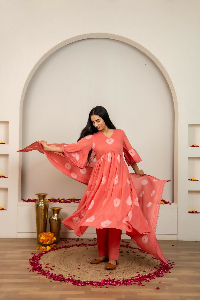 Joban Fashion Pink Tie & Dye Cotton Suit Set | Grocsy