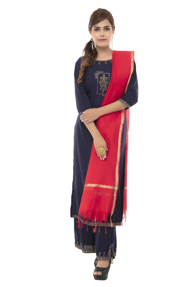 Mominos Fashion Red Banarsi Piping Dupatta | Grocsy