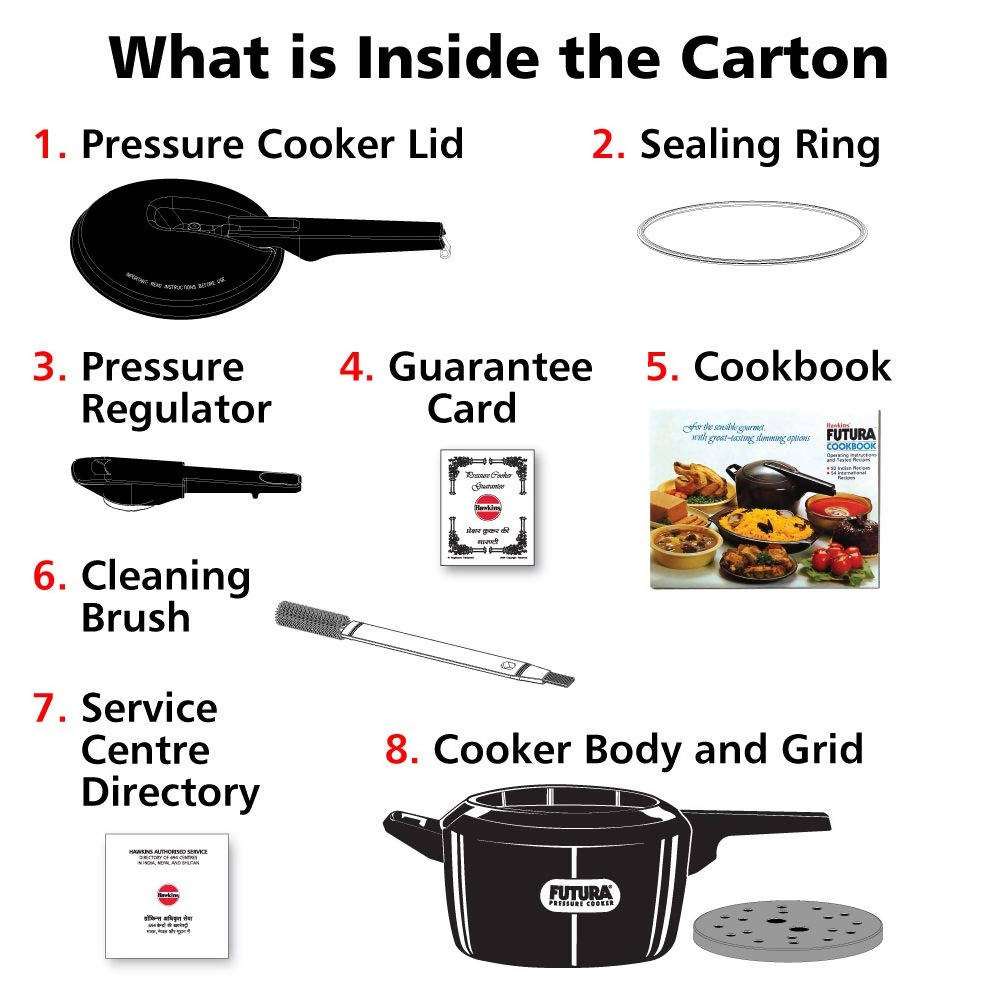 Hawkins Futura Hard Anodised Aluminium Induction Pressure Cooker (Inner Lid) | Grocsy