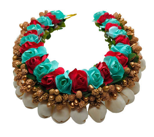 Skyblue & Red Bridal Hair Gajra | Grocsy