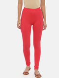 Souchii Red Solid Slim-Fit Churidar-Length Leggings | Grocsy
