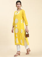 HOUSE OF KARI Embroidered Chikankari Pure Cotton Chikankari Kurta | Grocsy