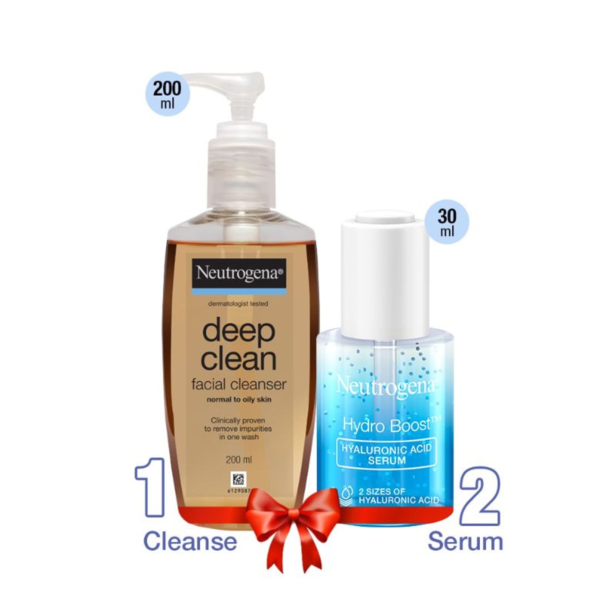 Neutrogena Deep Clean and Hyaluronic Acid Serum Combo | Grocsy