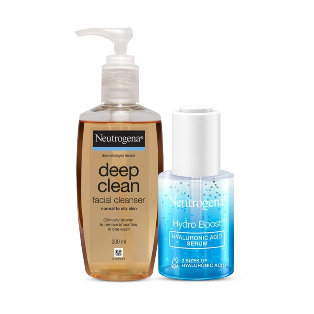 Neutrogena Deep Clean and Hyaluronic Acid Serum Combo | Grocsy