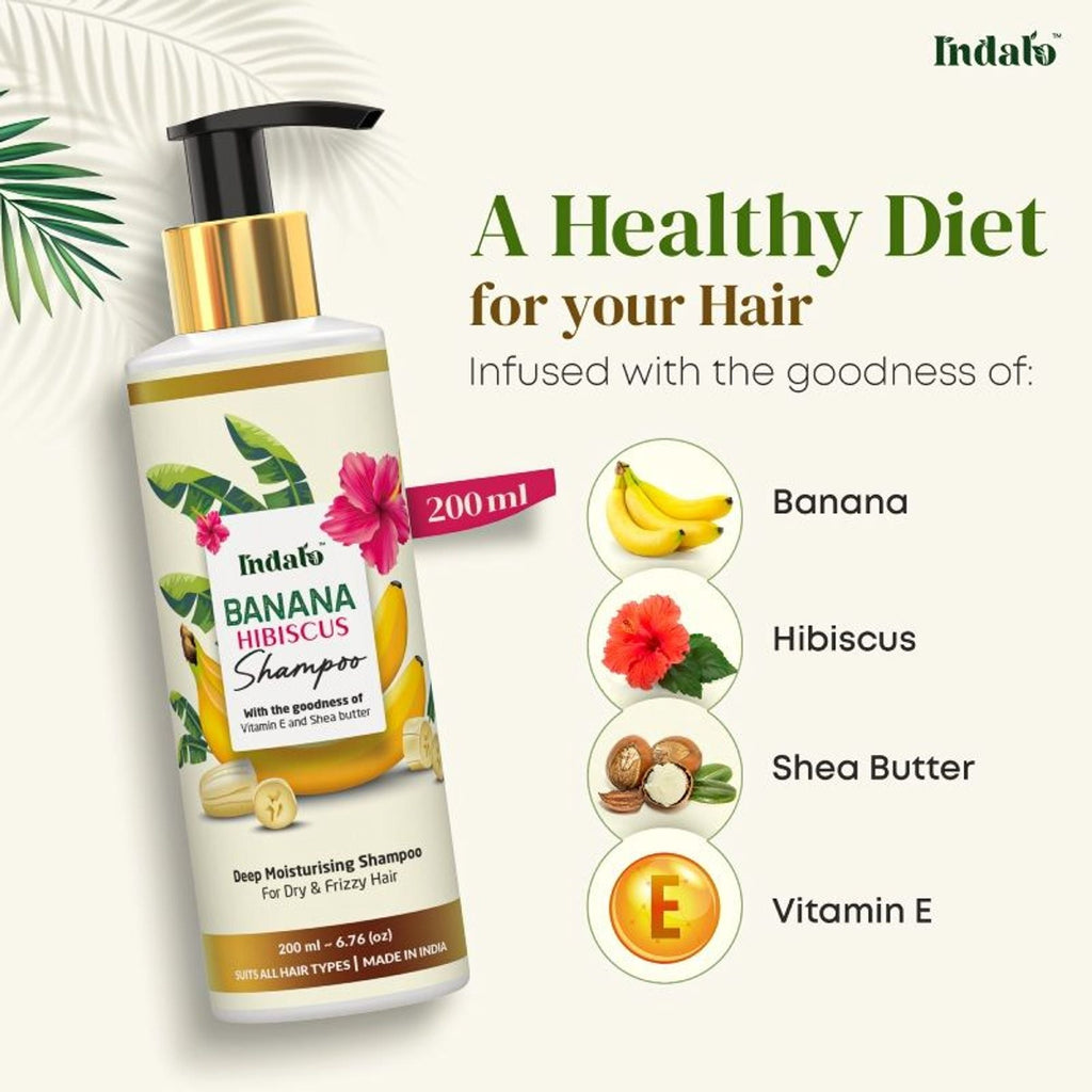 Indalo Banana Hibiscus Shampoo For Dry & Frizzy Hair | Grocsy