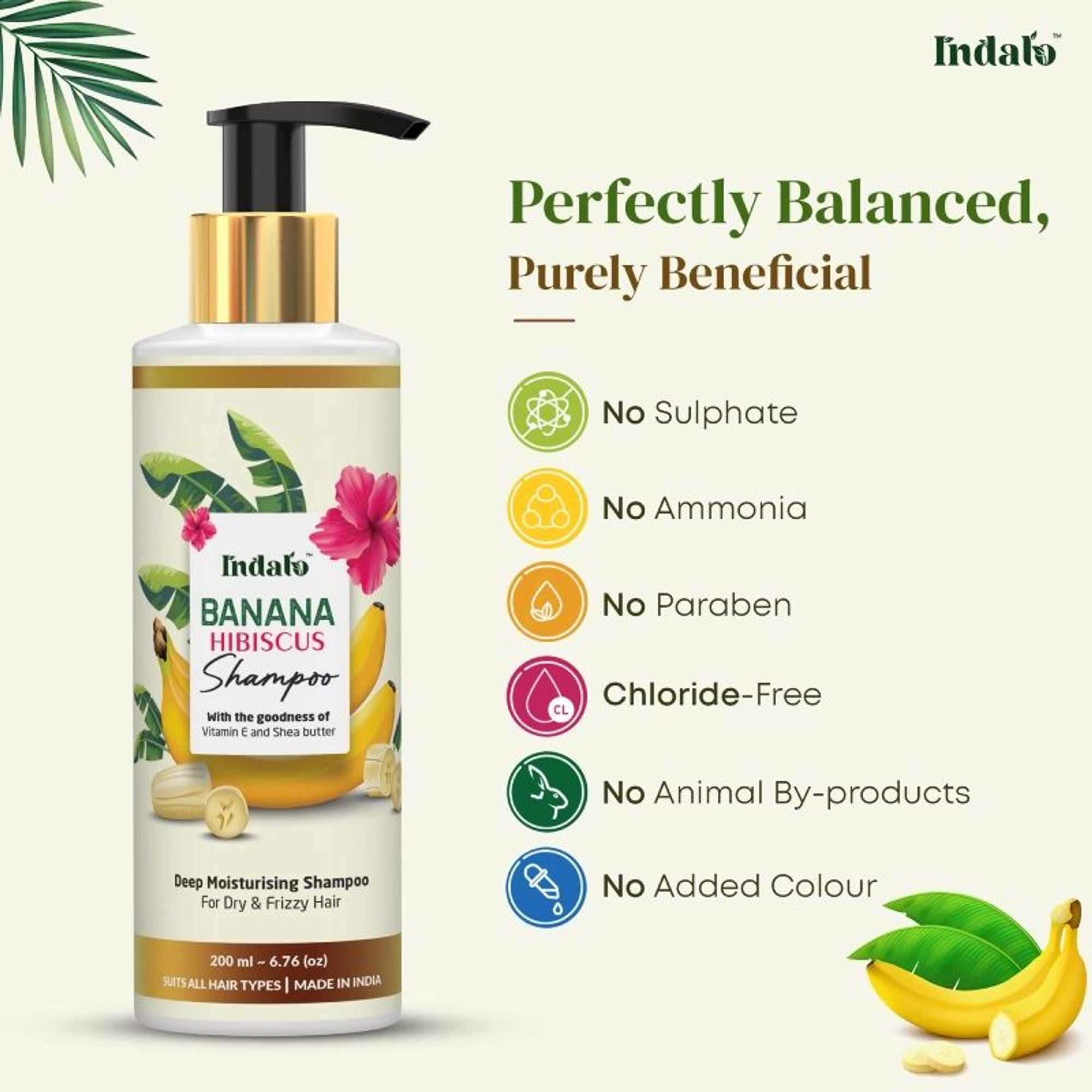 Indalo Banana Hibiscus Shampoo For Dry & Frizzy Hair | Grocsy