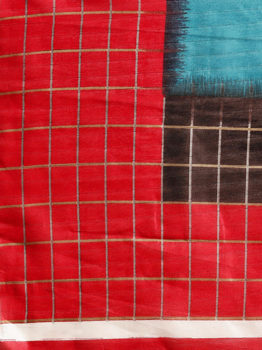 Saree Mall Blue & Red Checked Bhagalpuri Saree | Grocsy