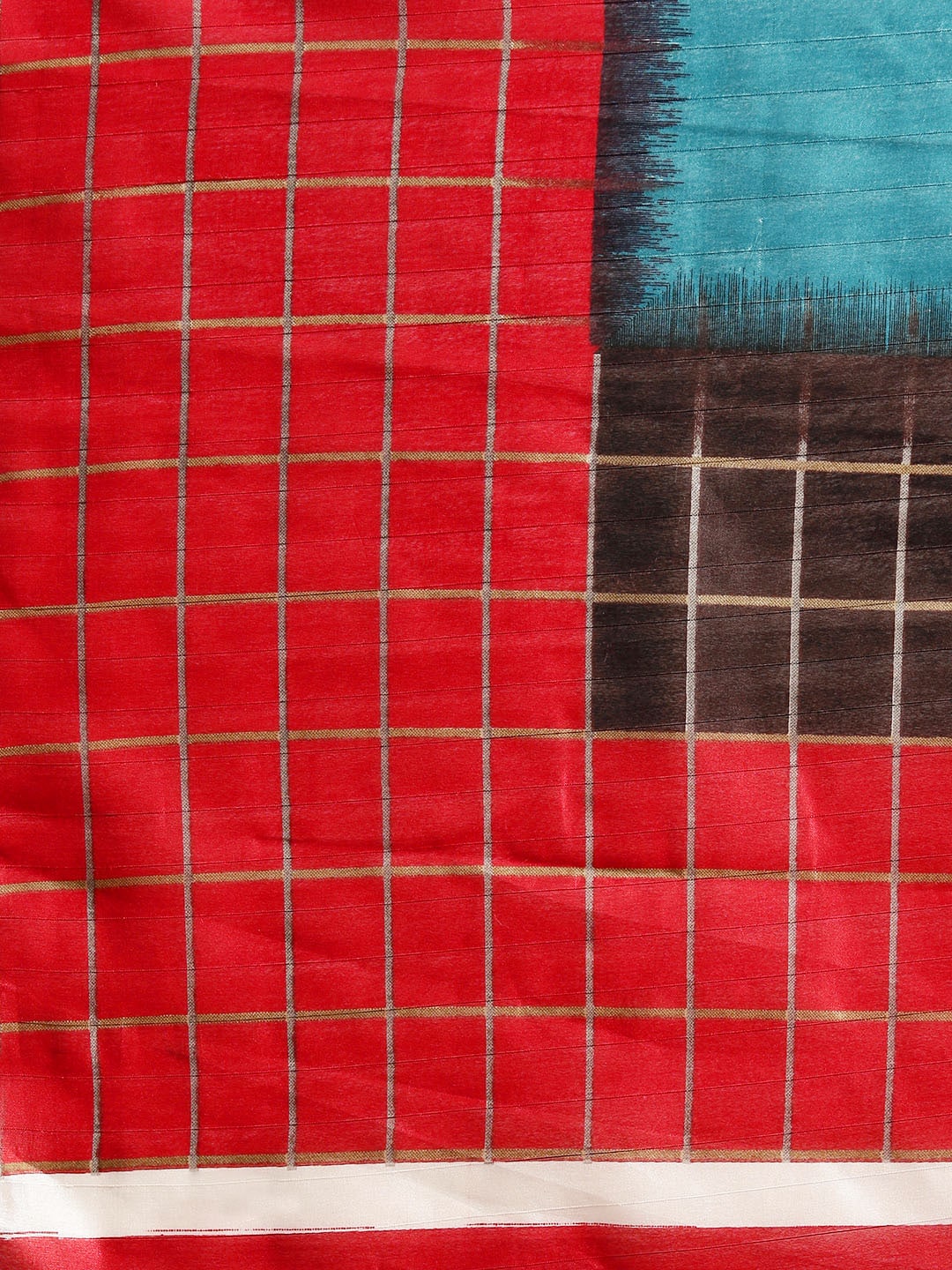 Saree Mall Blue & Red Checked Bhagalpuri Saree | Grocsy