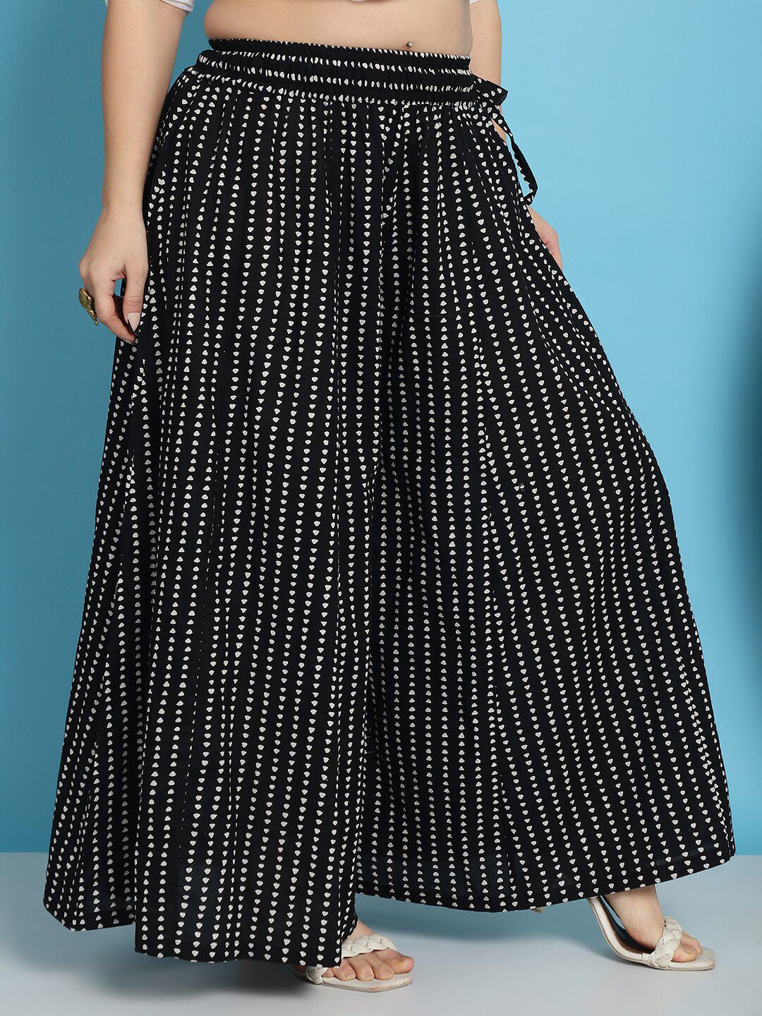 TAG 7 Geometric Printed Pure Cotton Flared Ethnic Palazzo | Grocsy