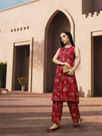 All About You Floral Print Pleated Kurta with Palazzos | Grocsy