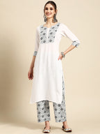 Sangria Floral Yoke Design Regular Gotta Patti Kurta with Palazzos | Grocsy