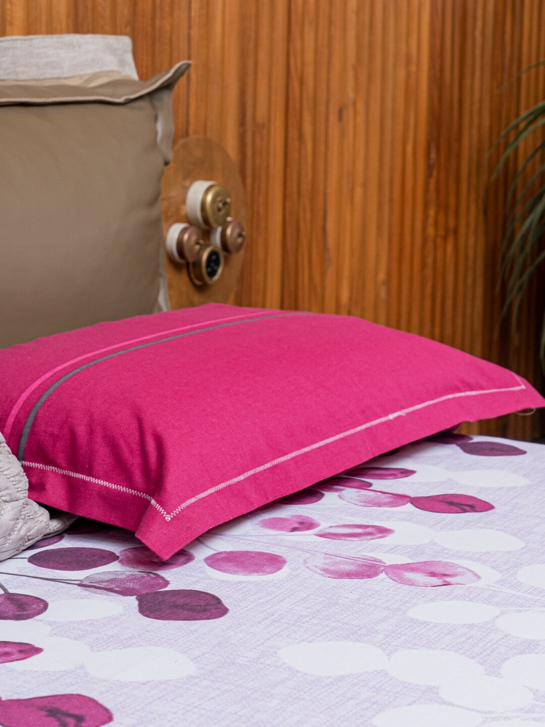 URBAN SPACE Divine Purple Floral 144 TC Pure Cotton Queen Bedsheet With 2 Pillow Covers | Grocsy