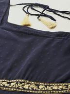 All About You Square Neck Dobby Weave A-Line Kurta With Dupatta | Grocsy