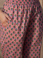 Sangria Blue Floral Printed Gotta Patti Pure Cotton Kurta with Trousers & Dupatta | Grocsy