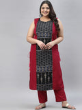 Sztori Plus Size Tribal Printed Regular Straight Kurta With Trousers | Grocsy