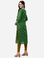 HERE&NOW Women Green Leheriya Printed Pure Cotton Kurta | Grocsy