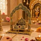 Chhariya Crafts Metal Laddu Gopal Krishna Swing Jhula for Janmashtami Pooja | Grocsy
