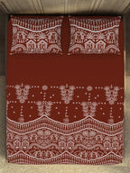 SPACES Warli Orange & White Printed Cotton 210 TC King Bedsheet with 2 Pillow Covers | Grocsy