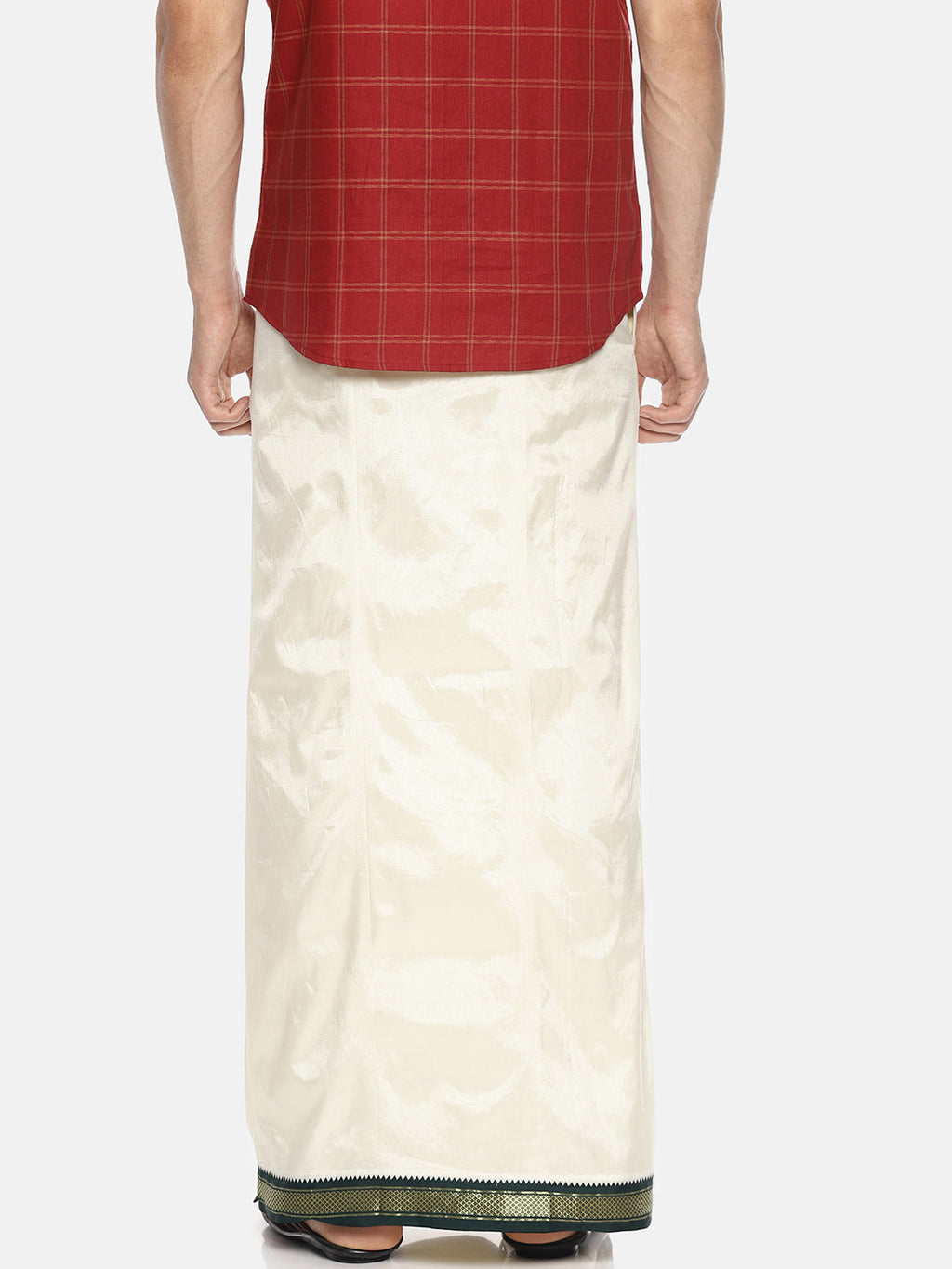 Sethukrishna Cream-Coloured Solid Readymade Dhoti For Men | Grocsy