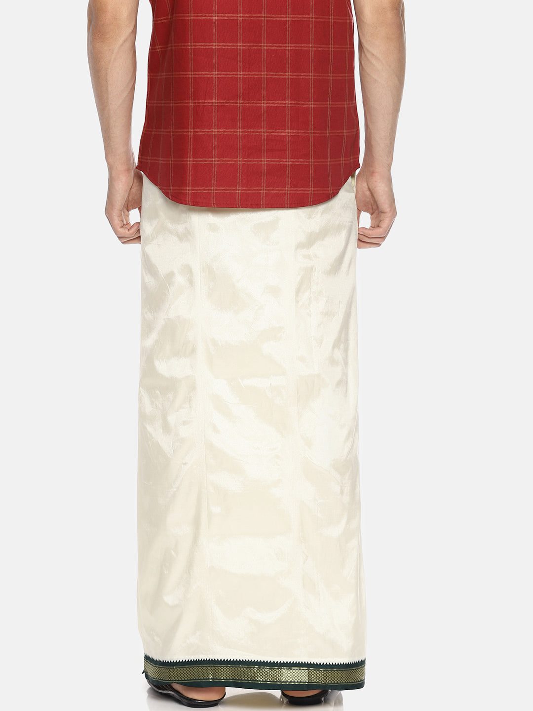 Sethukrishna Cream-Coloured Solid Readymade Dhoti For Men | Grocsy
