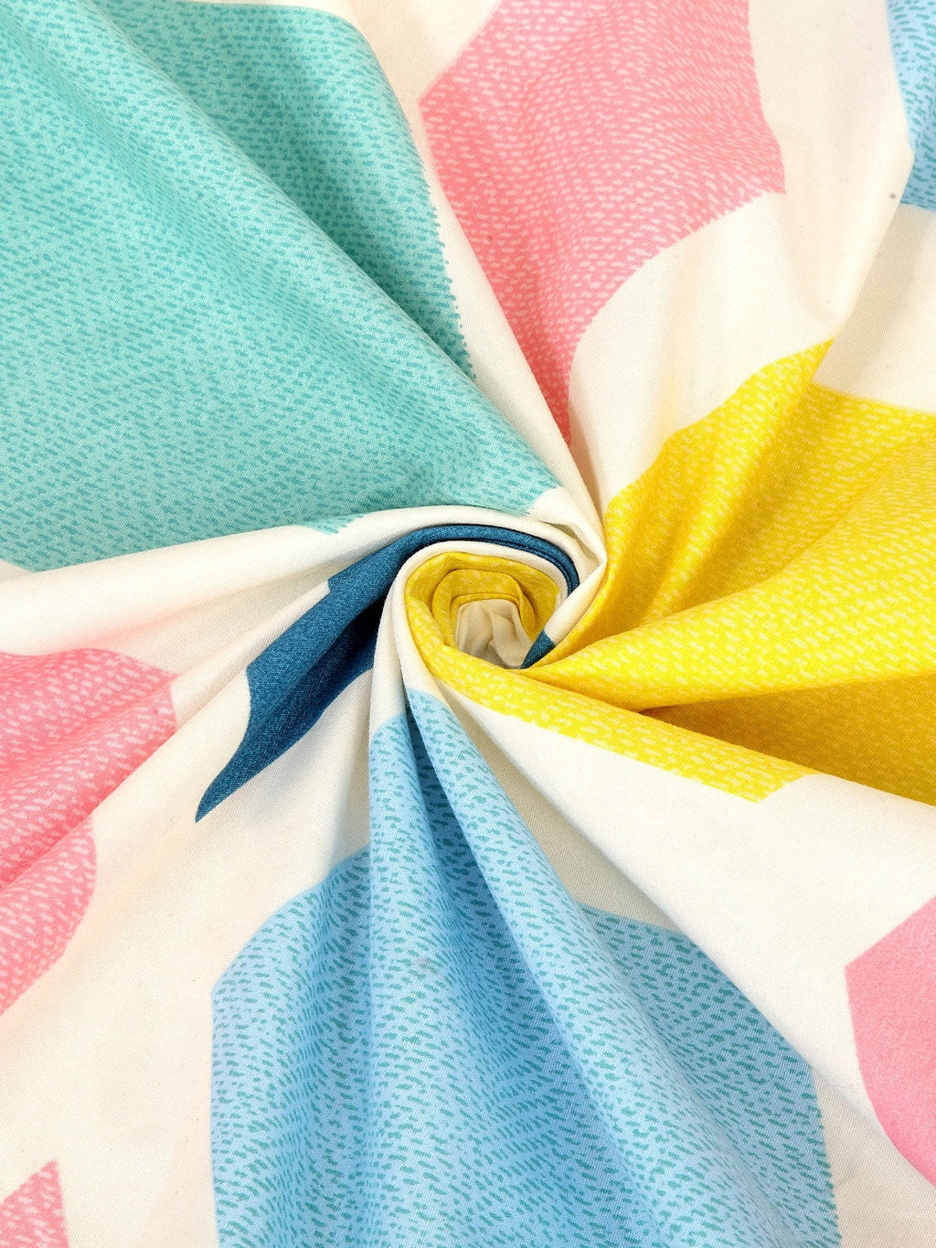 KLOTTHE Multicoloured Geometric 300 TC Fitted Double Bedsheet with 2 Pillow Covers | Grocsy