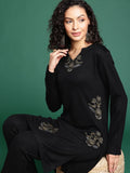 Sangria Ethnic Motifs Printed Regular Kurta With Trousers | Grocsy