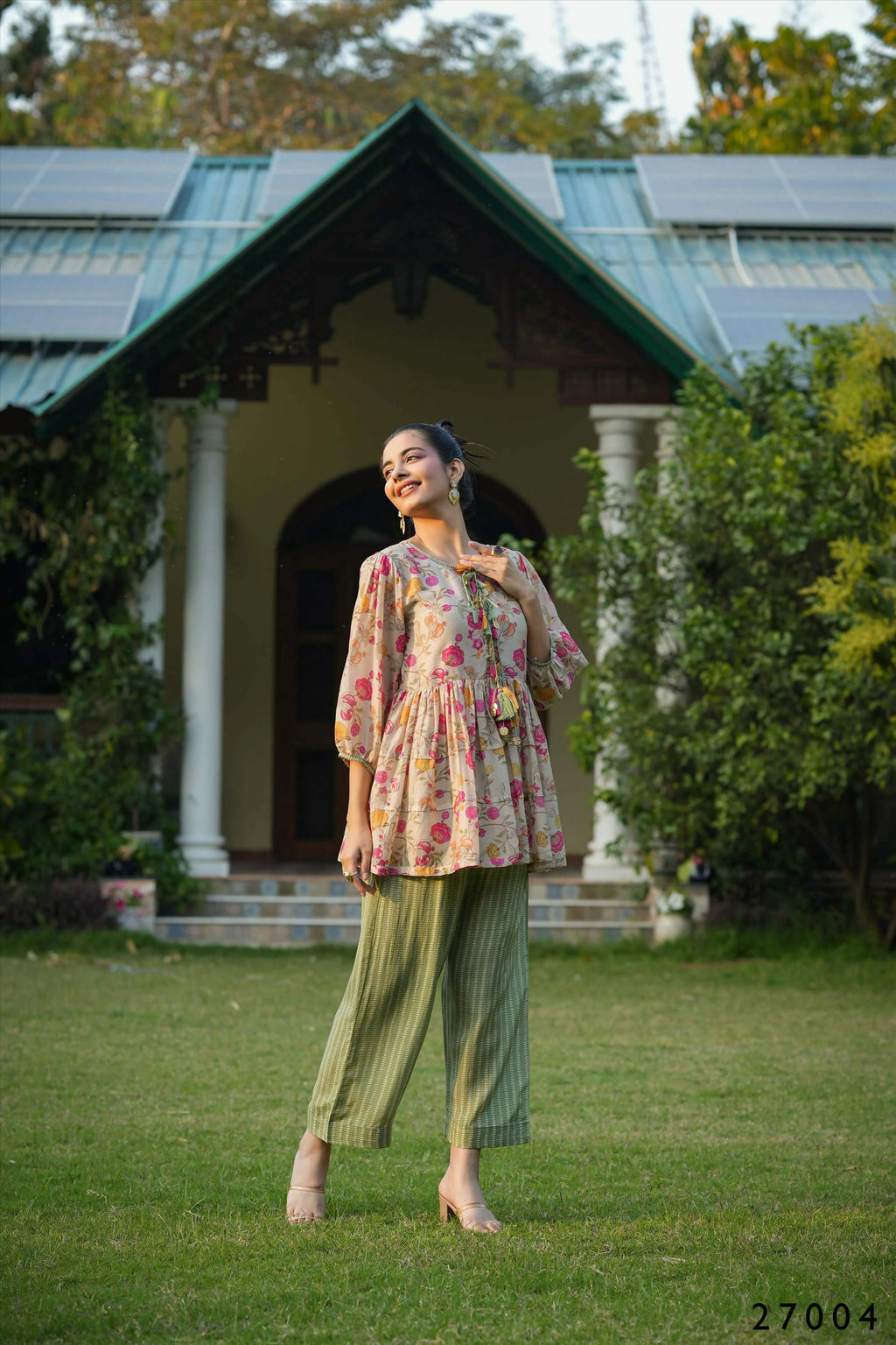 Women's Casual Fashionable Multi Mull Cotton co-ord set - Anya | Grocsy
