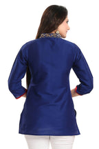 Snehal Creations Regal Affair Royal Blue Raw Silk Short Tunic | Grocsy