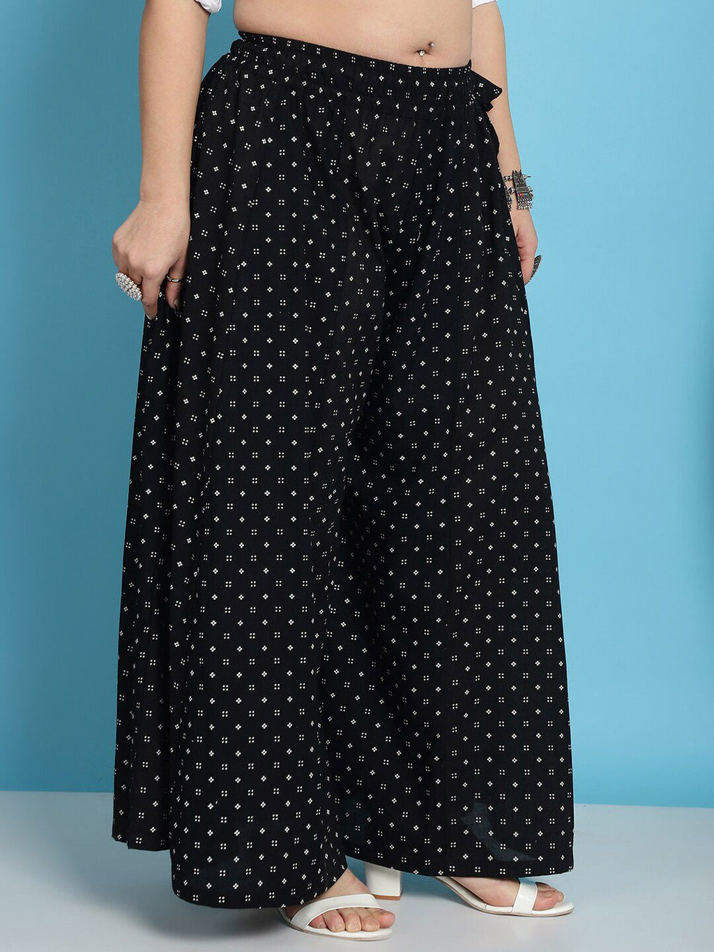 TAG 7 Floral Printed Flared Pure Cotton Palazzos | Grocsy