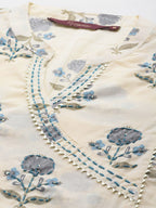 Sangria Floral Printed Angrakha Sequinned Pure Cotton Kurta With Trousers | Grocsy