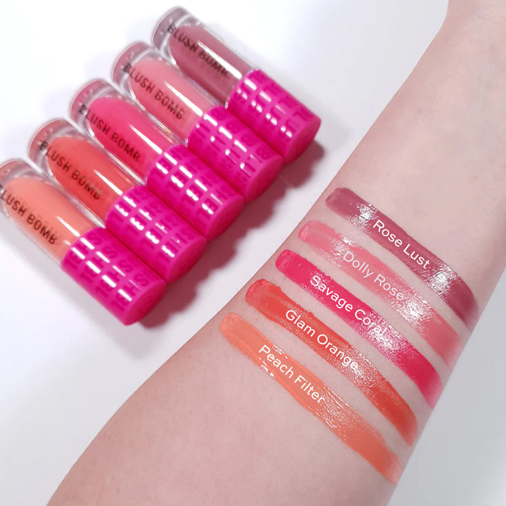 Makeup Revolution Bomb Cream Blusher-Lightweight Creamy Formula-Enriched With Vitamin E - Glam Orange | Grocsy