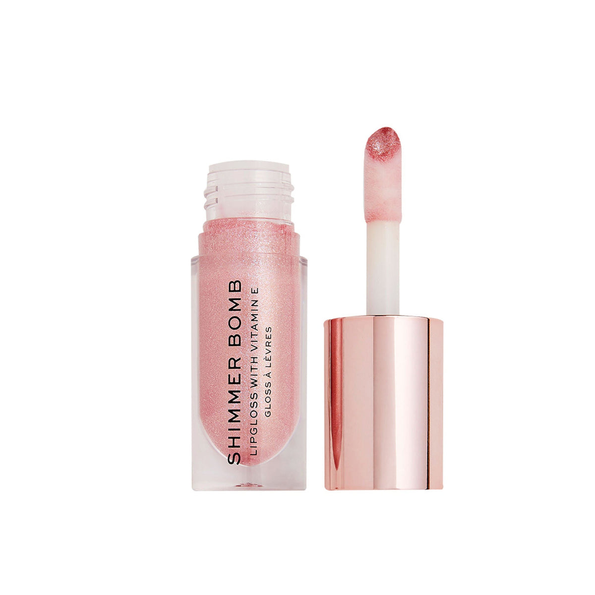 Makeup Revolution Shimmer Bomb Lip Gloss Infused With Vitamin E For Extra Nourishment - Glimmer Nude | Grocsy