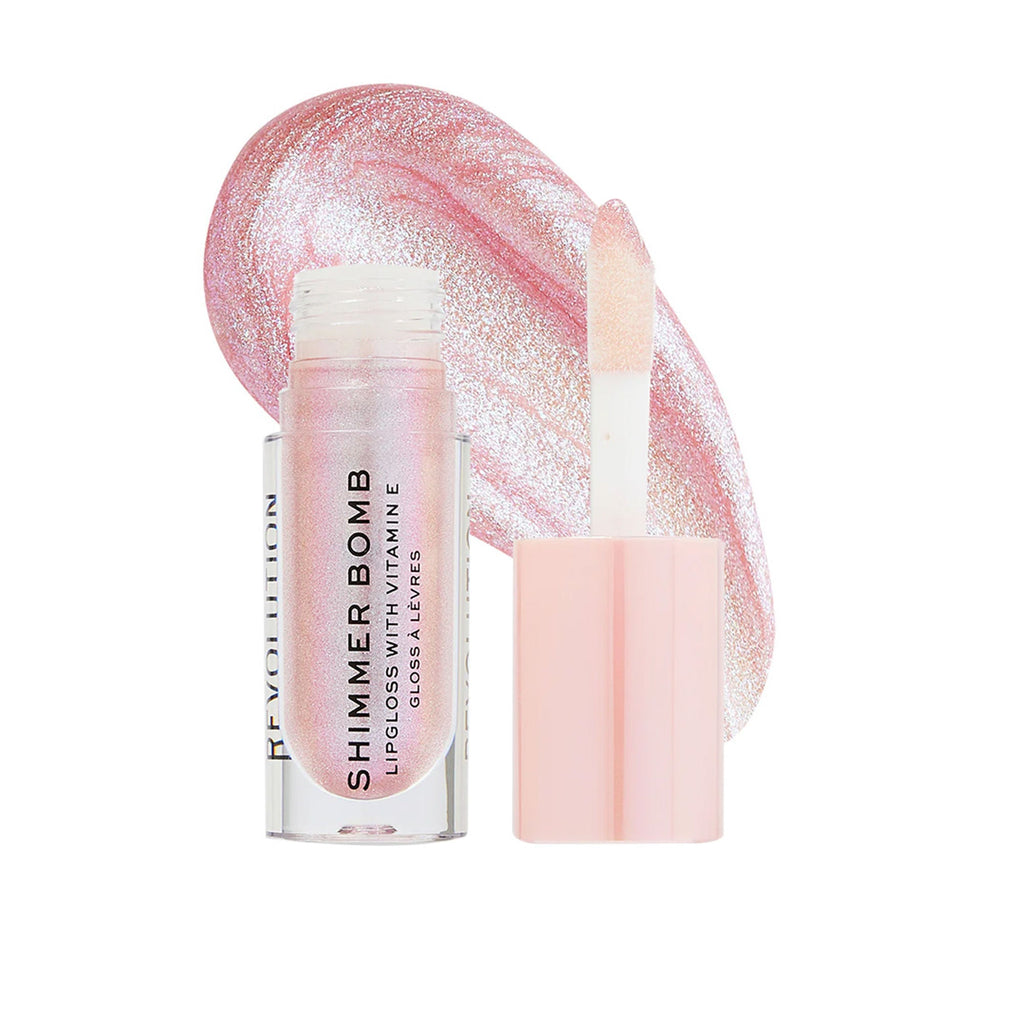 Makeup Revolution Shimmer Bomb Lipgloss-Infused With Vitamin E For Extra Nourishment - Sparkle Pink | Grocsy