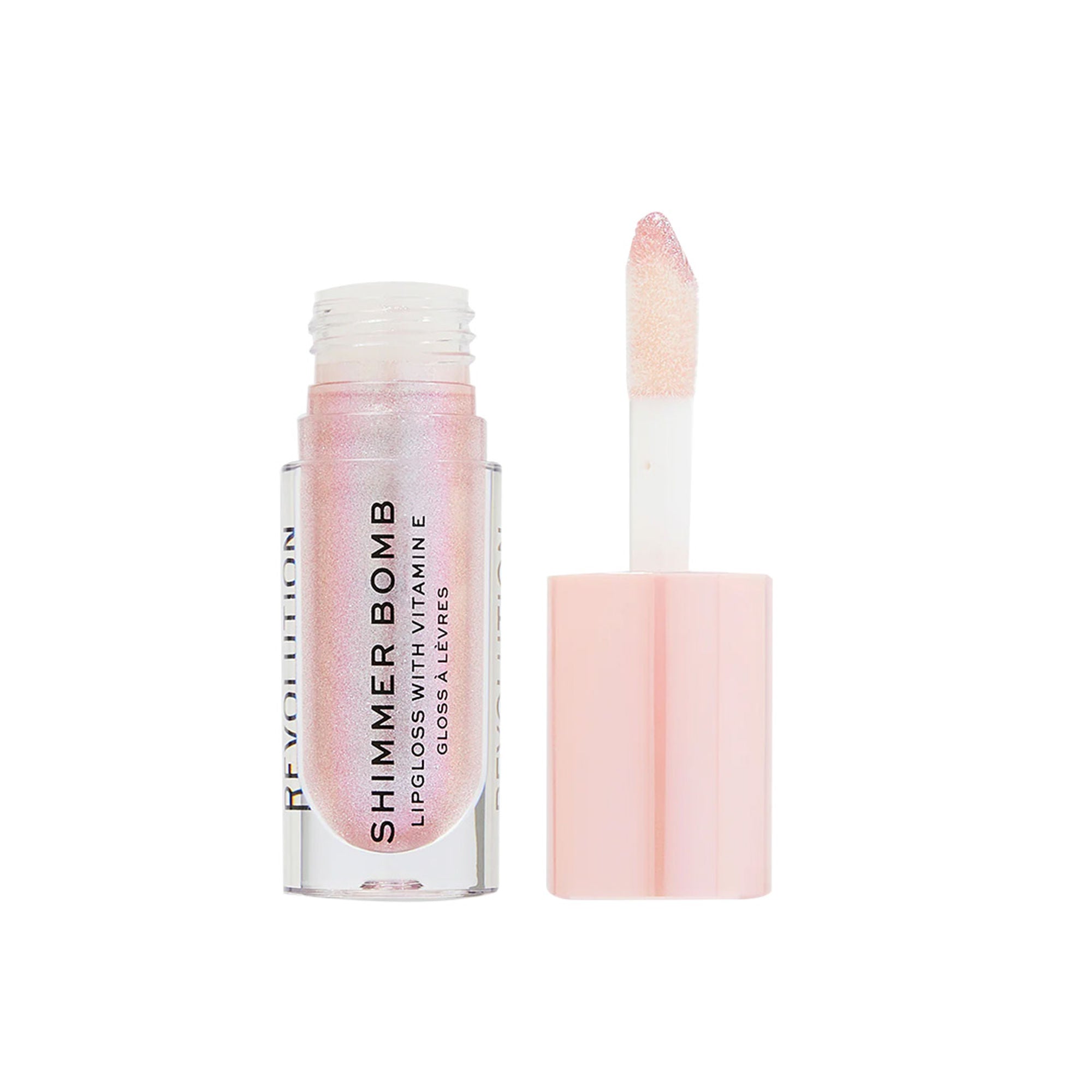 Makeup Revolution Shimmer Bomb Lipgloss-Infused With Vitamin E For Extra Nourishment - Sparkle Pink | Grocsy